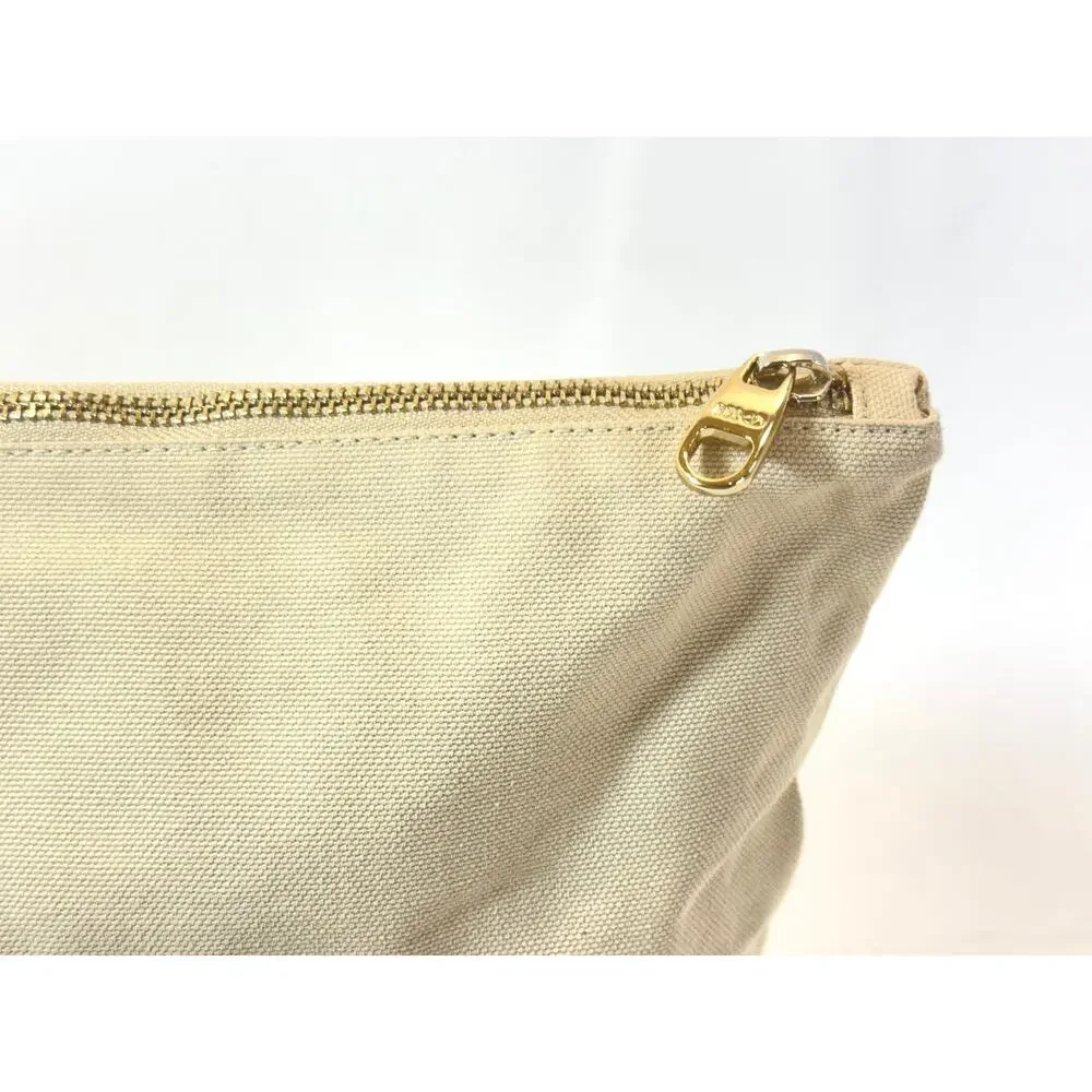 Red Valentino Cosmetic Case Beige Coated Canvas Zip Pouch Makeup Travel Clutch